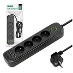 Extension cord CONNECTO 4 sockets+USB/1,5m/Zu+W/1,5mm black Kobi Design
