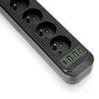 Extension cord CONNECTO 4 sockets+USB/1,5m/Zu+W/1,5mm black Kobi Design