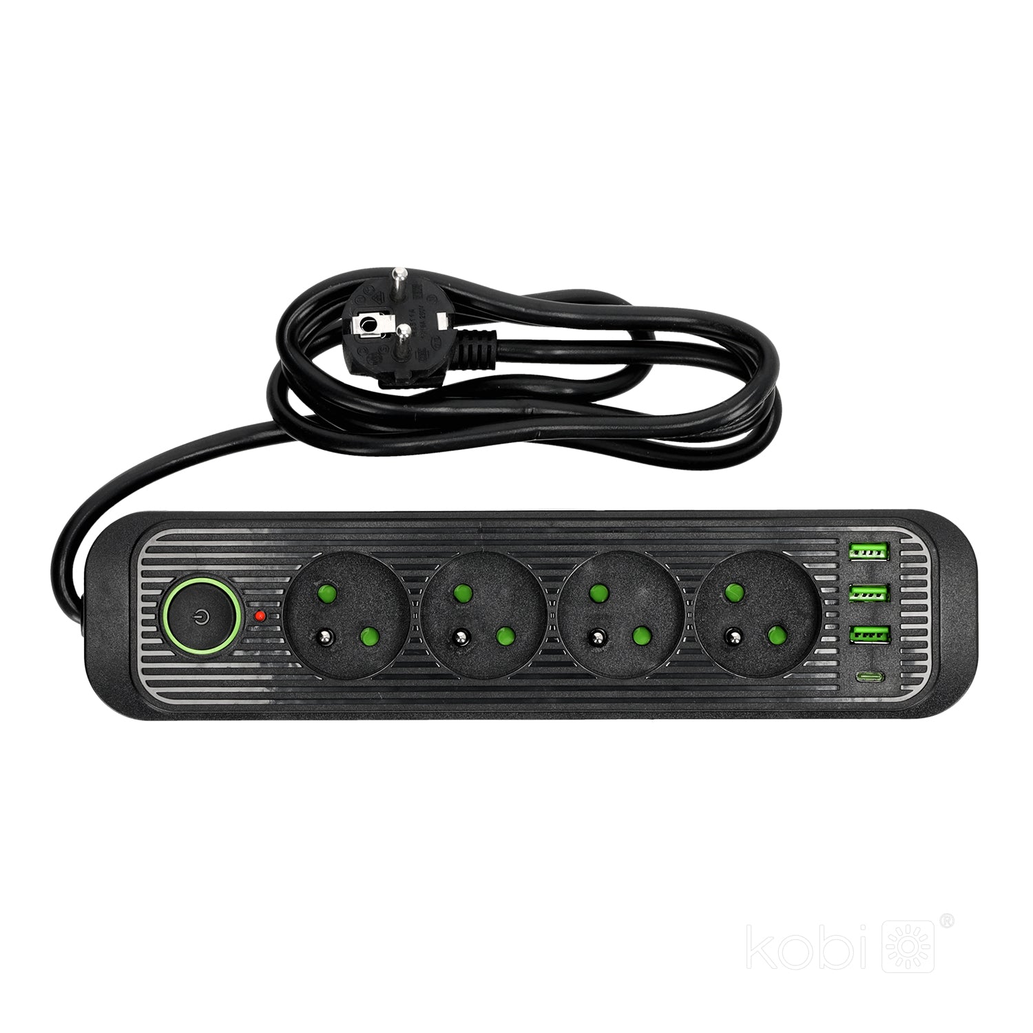 Extension cord CONNECTO 4 sockets+USB/1,5m/Zu+W/1,5mm black Kobi Design