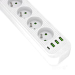Extension cord CONNECTO 4 sockets+USB/3m/Zu+W/1,5mm white Kobi Design