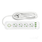 Extension cord CONNECTO 4 sockets+USB/3m/Zu+W/1,5mm white Kobi Design