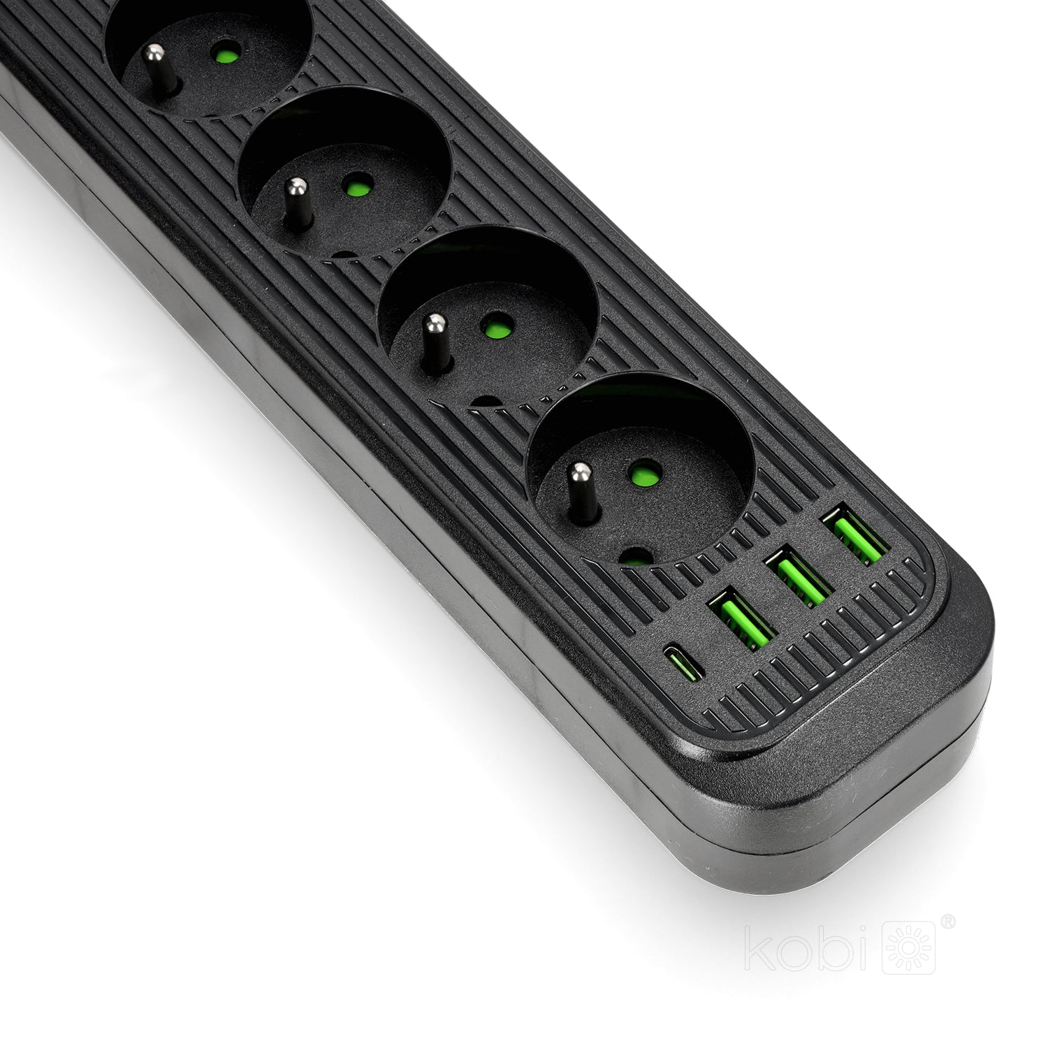 Extension cord CONNECTO 4 sockets+USB/3m/Zu+W/1,5mm black Kobi Design