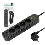Extension cord CONNECTO 4 sockets+USB/3m/Zu+W/1,5mm black Kobi Design