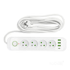 Extension cord CONNECTO 4 sockets+USB/5m/Zu+W/1,5mm white Kobi Design