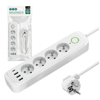 Extension cord CONNECTO 4 sockets+USB/5m/Zu+W/1,5mm white Kobi Design