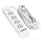 Extension cord CONNECTO 4 sockets+USB/5m/Zu+W/1,5mm white Kobi Design