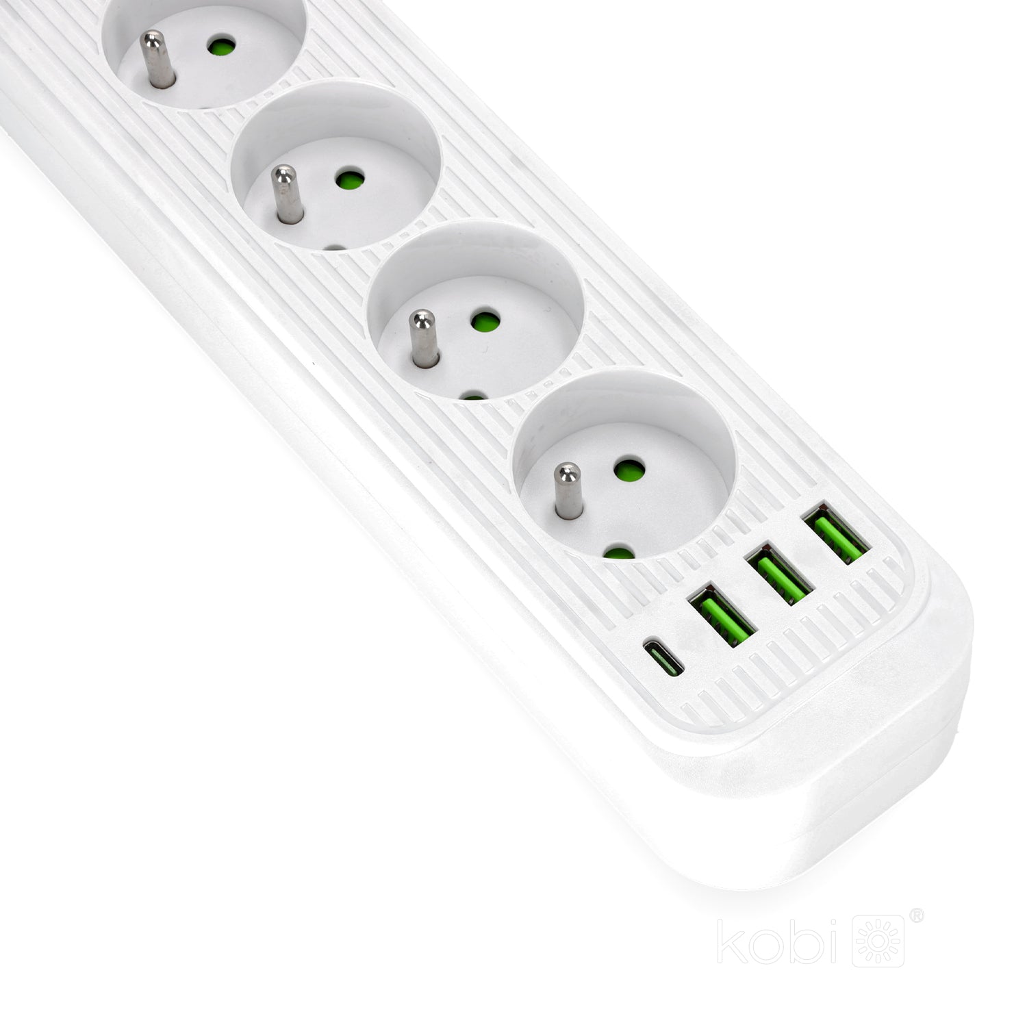 Extension cord CONNECTO 4 sockets+USB/5m/Zu+W/1,5mm white Kobi Design