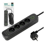 Extension cord CONNECTO 4 sockets+USB/5m/Zu+W/1,5mm black Kobi Design