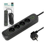 Extension cord CONNECTO 4 sockets+USB/5m/Zu+W/1,5mm black Kobi Design