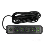 Extension cord CONNECTO 4 sockets+USB/5m/Zu+W/1,5mm black Kobi Design