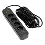 Extension cord CONNECTO 4 sockets+USB/5m/Zu+W/1,5mm black Kobi Design