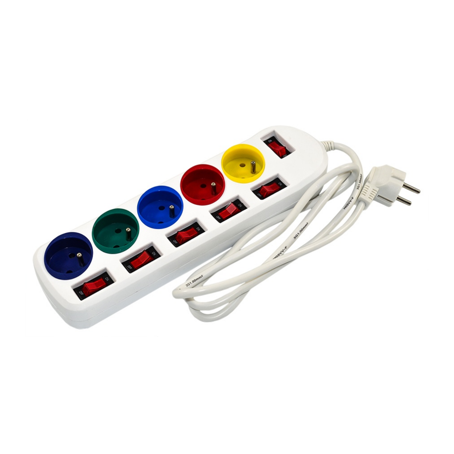Extension cord EPS-501,5W6 5s/1,5m/with grounding+6W/1mm white Elgotech
