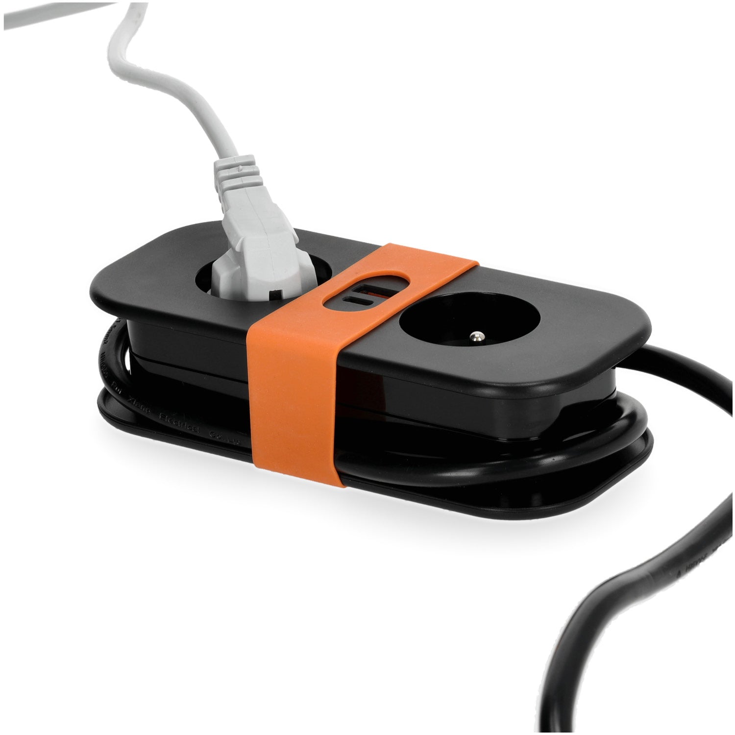 Extension cord FLOWFLEXER ORANGE B 2 sockets+USB/1,4m/Zu/1,5mm black Kobi Design