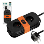 Extension cord FLOWFLEXER ORANGE B 2 sockets+USB/1,4m/Zu/1,5mm black Kobi Design