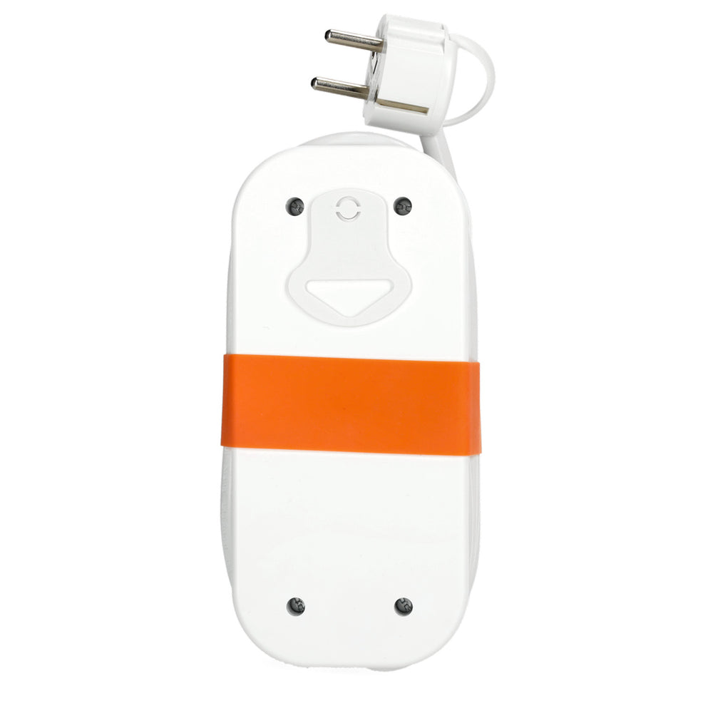 Extension cord FLOWFLEXER ORANGE W 2 sockets+USB/1,4m/Zu/1,5mm white Kobi Design