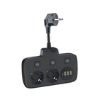 Extension cord KOBI LINEA PRO FL 2 sockets+3USB/1USB-C/0,2m black Kobi
