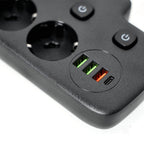 Extension cord KOBI LINEA PRO FL 2 sockets+3USB/1USB-C/0,2m black Kobi