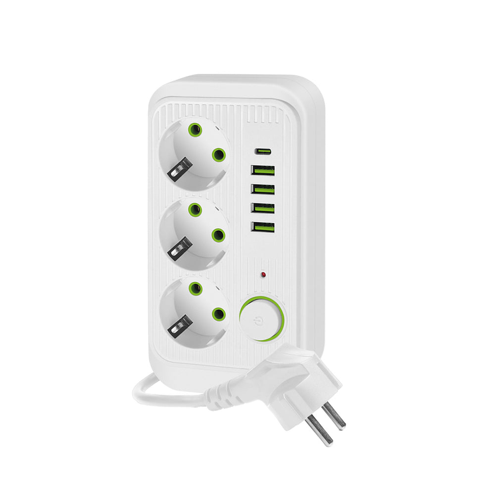 Extension cord KOBI LINEA PRO 3 sockets+4USB/1USB-C/1,5m/Zu+W white Kobi