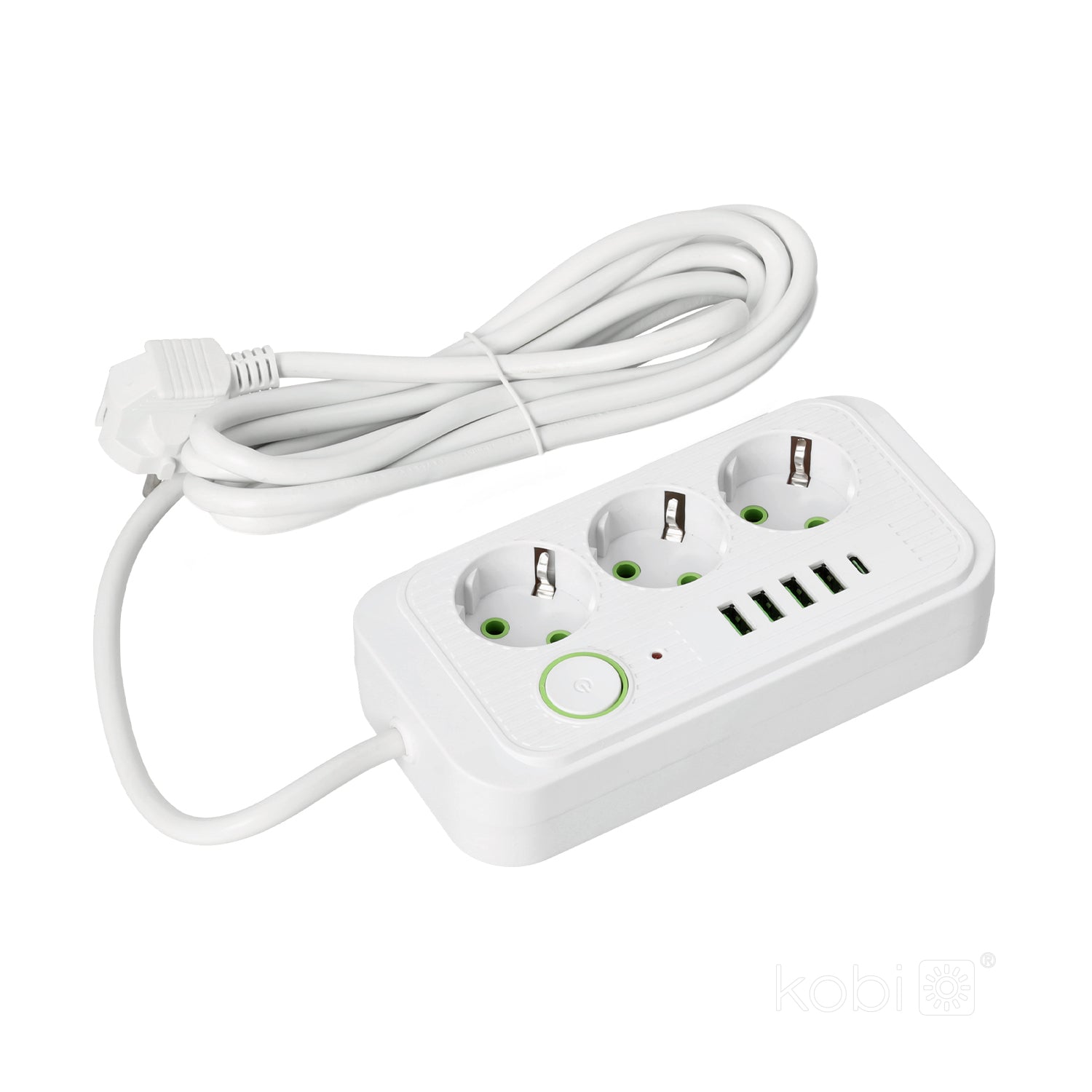 Extension cord KOBI LINEA PRO 3 sockets+4USB/1USB-C/3m/Zu+W white Kobi