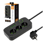 Extension cord KOBI LINEA PRO 3 sockets+4USB/1USB-C/3m/Zu+W black Kobi