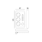 Extension cord KOBI LINEA PRO 3 sockets+4USB/1USB-C/3m/Zu+W black Kobi
