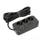 Extension cord KOBI LINEA PRO 3gn+4USB/1USB-C/5m/Zu+W black Kobi