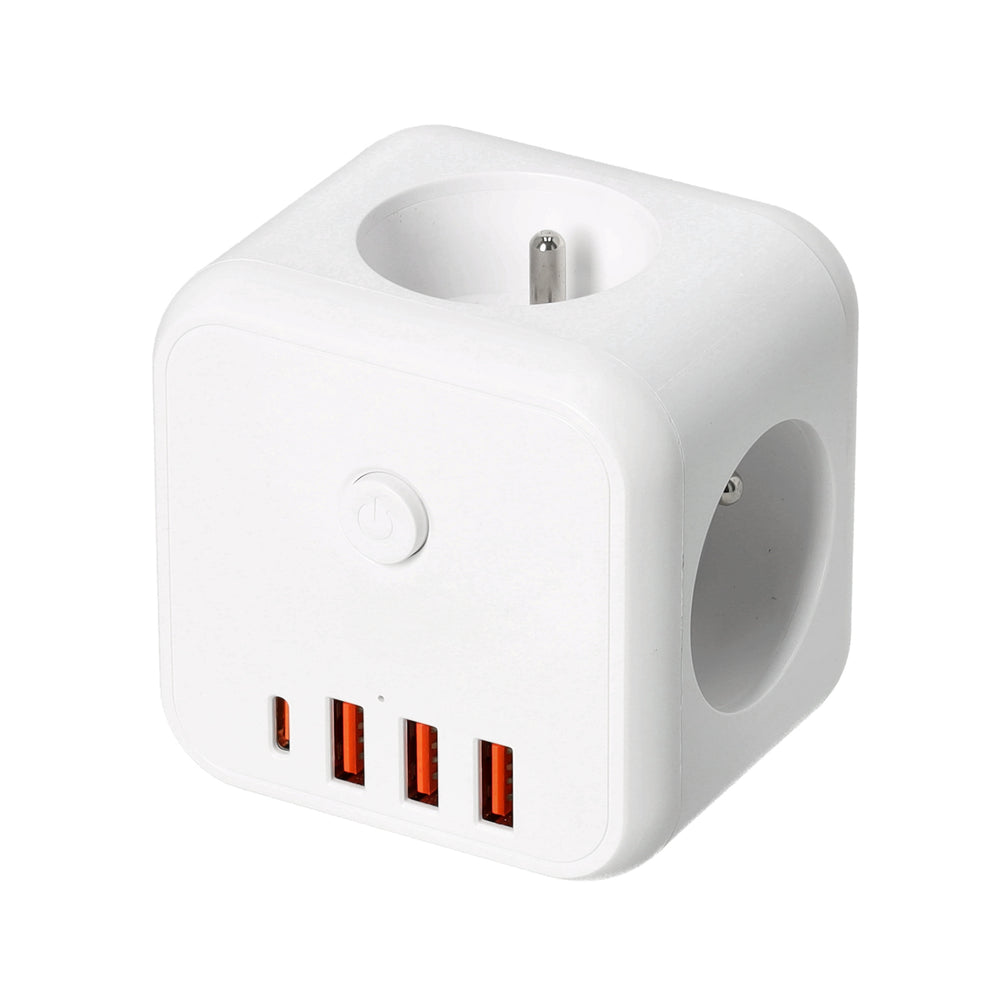 Extension cord KOBI LINEA PRO CUBE 3 sockets+3USB/1USB-C/Zu+W white Kobi