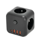 Extension cord KOBI LINEA PRO CUBE 3 sockets+3USB/1USB-C/Zu+W black Kobi
