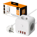 Extension cord KOBI LINEA PRO CUBE C 3 sockets+3USB/1USB-C/1,5m/Zu+W white Kobi