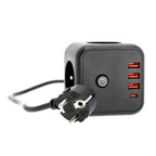 Extension cord KOBI LINEA PRO CUBE C 3 sockets+3USB/1USB-C/1,5m/Zu+W black Kobi