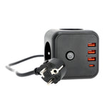 Extension cord KOBI LINEA PRO CUBE C 3 sockets+3USB/1USB-C/1,5m/Zu+W black Kobi