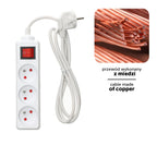 Przedłużacz LINEA 3gn/1,5m/Zu+W biały Kobi
