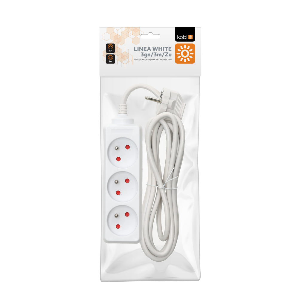 Extension cord KOBI LINEA 3gn/3m/Zu white Kobi