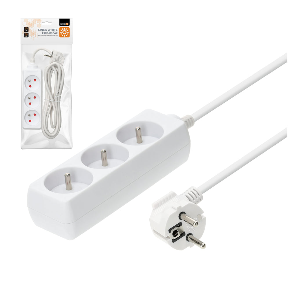 Extension cord KOBI LINEA 3gn/3m/Zu white Kobi