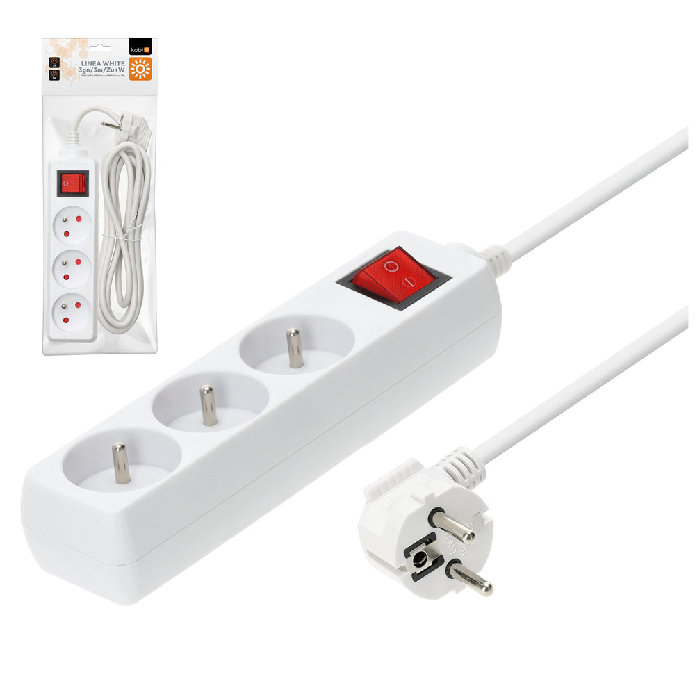 Extension cord KOBI LINEA 3gn/3m/Zu+W white Kobi