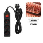 Extension cord LINEA 3gn/3m/Zu+W black Kobi