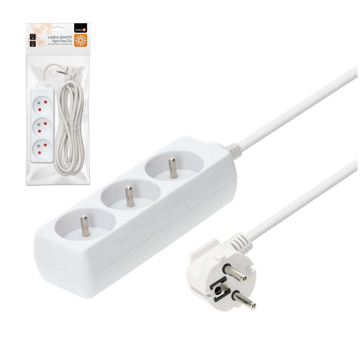 Extension cord KOBI LINEA 3gn/5m/Zu white Kobi