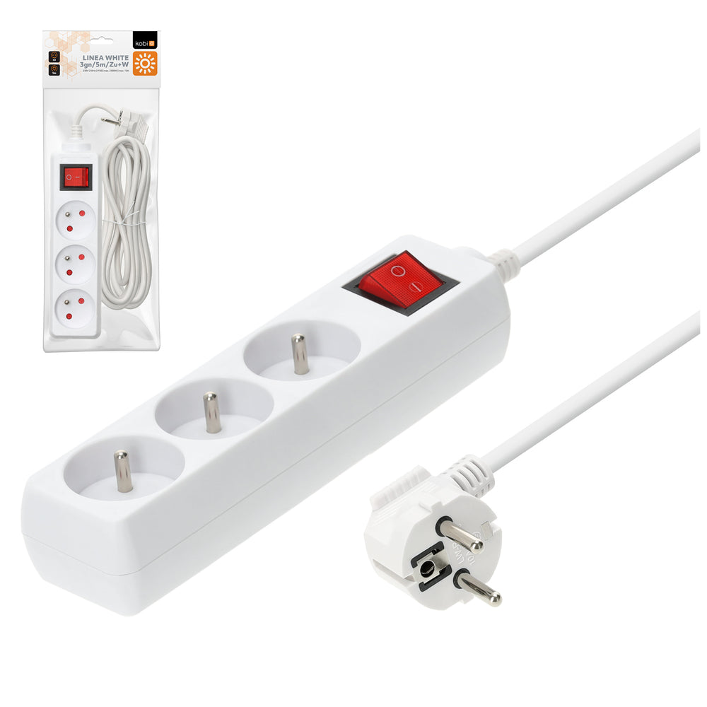 Extension cord KOBI LINEA 3gn/5m/Zu+W white Kobi