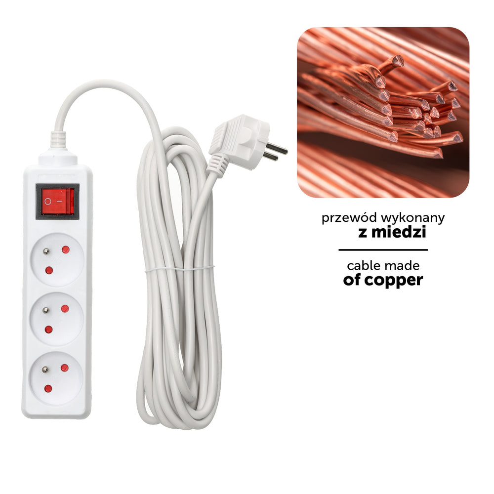 Extension cord KOBI LINEA 3gn/5m/Zu+W white Kobi