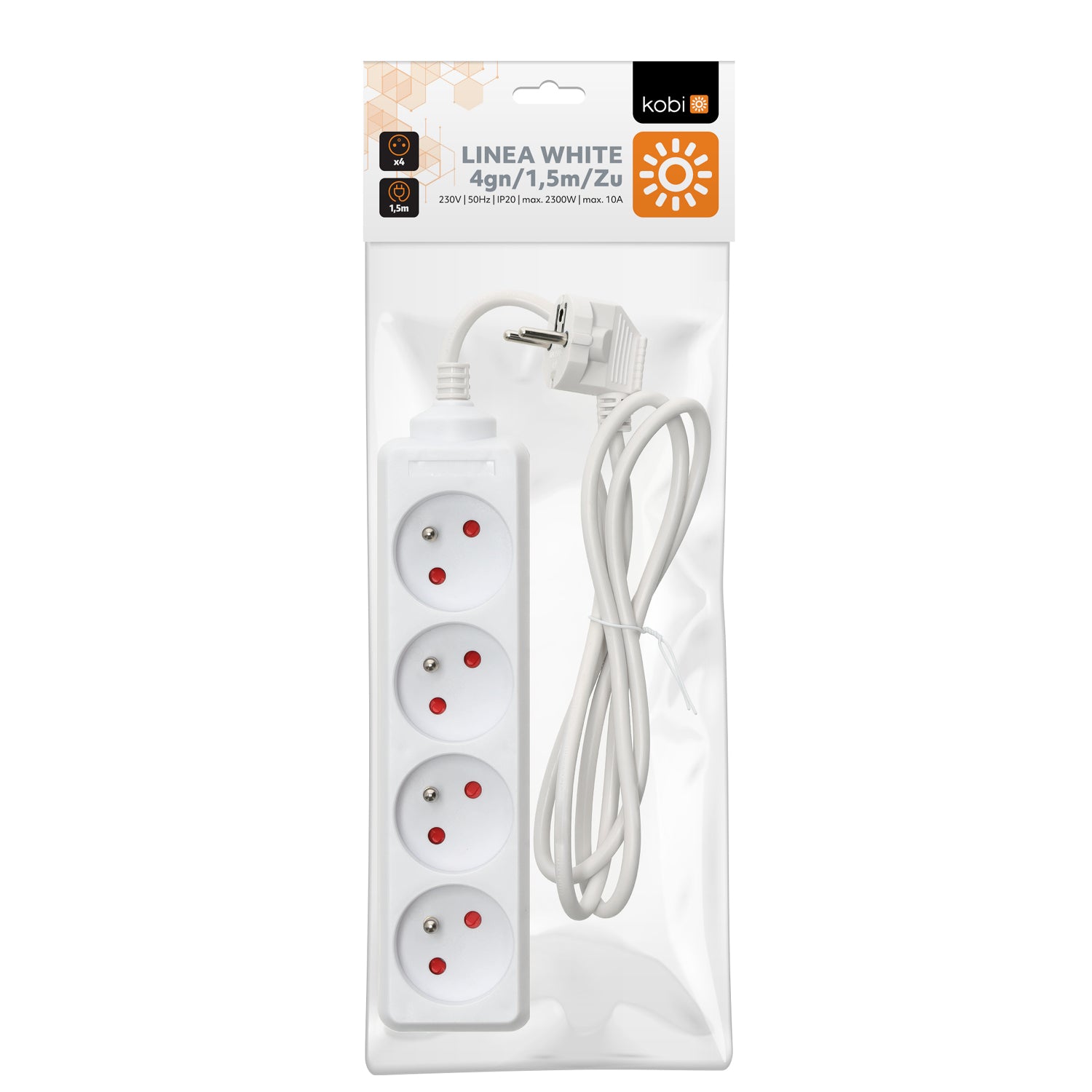 Extension cord KOBI LINEA 4gn/1,5m/Zu white Kobi