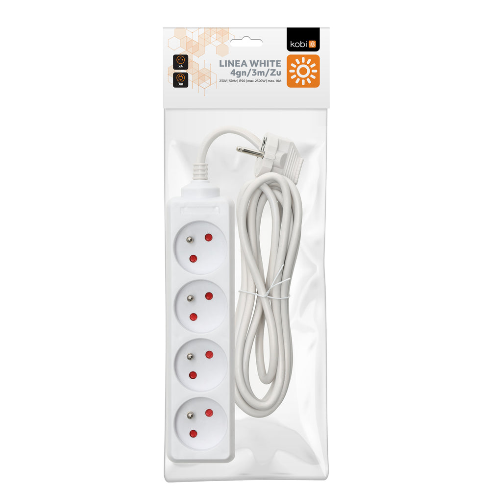 Extension cord KOBI LINEA 4gn/3m/Zu white Kobi