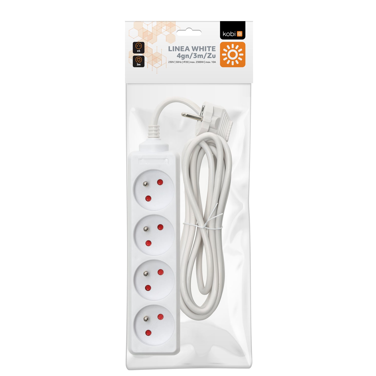 Extension cord KOBI LINEA 4gn/3m/Zu white Kobi