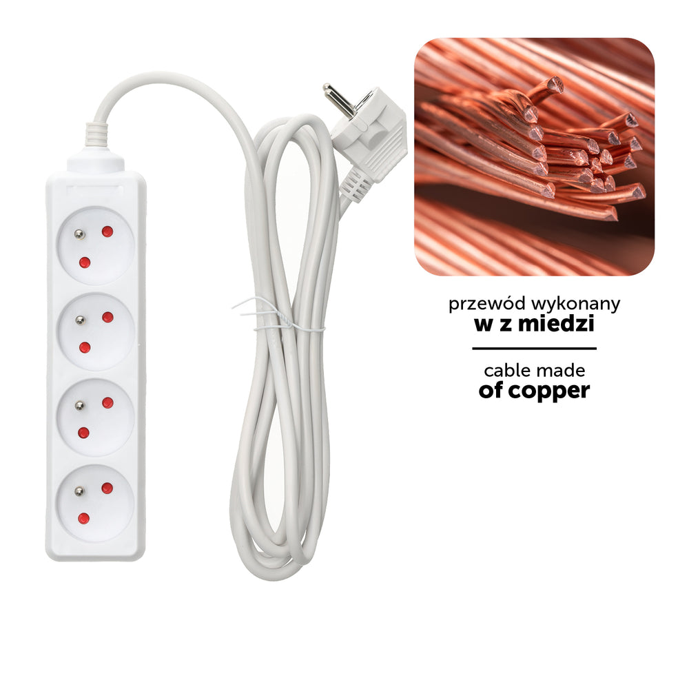 Extension cord KOBI LINEA 4gn/3m/Zu white Kobi