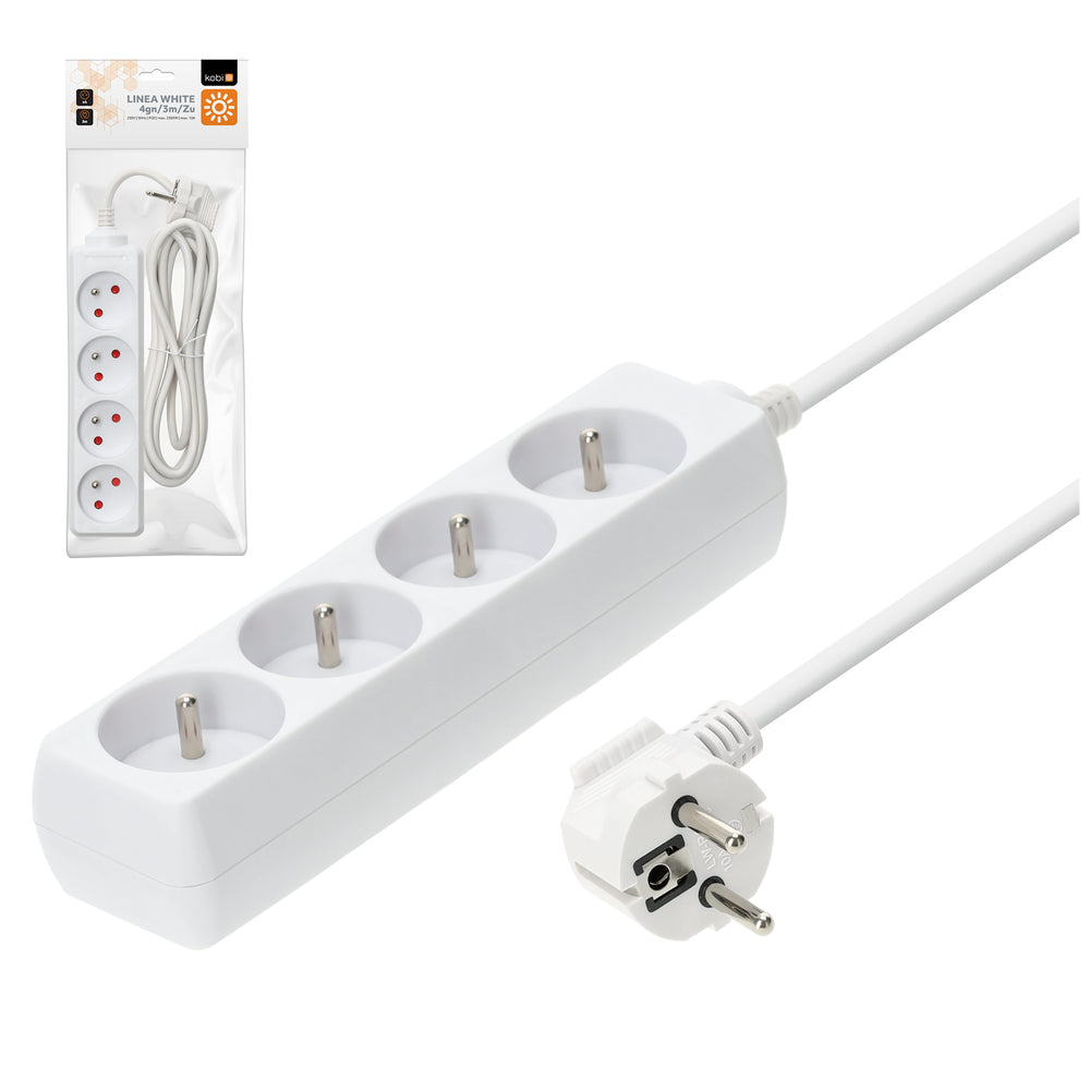 Extension cord KOBI LINEA 4gn/3m/Zu white Kobi