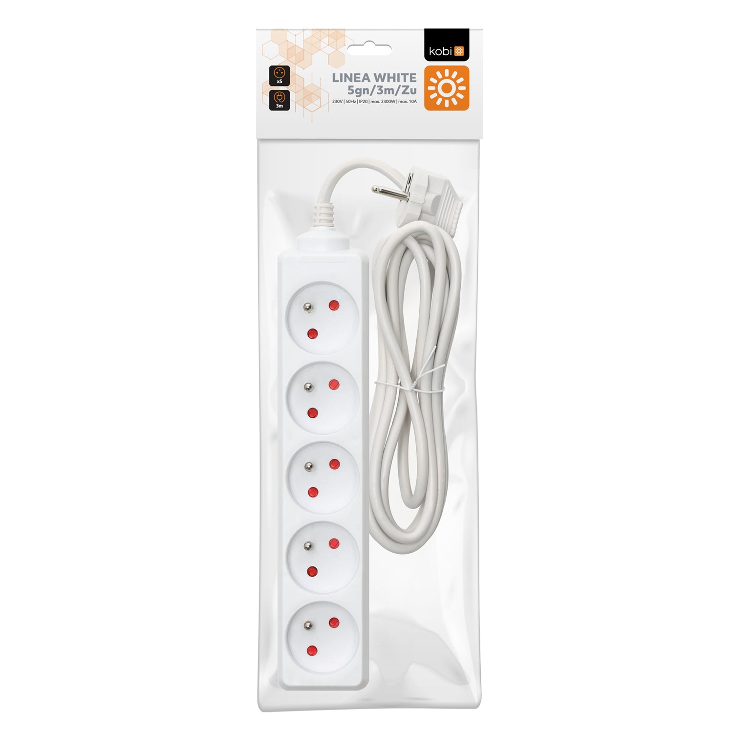 Extension cord KOBI LINEA 5gn/3m/Zu white Kobi