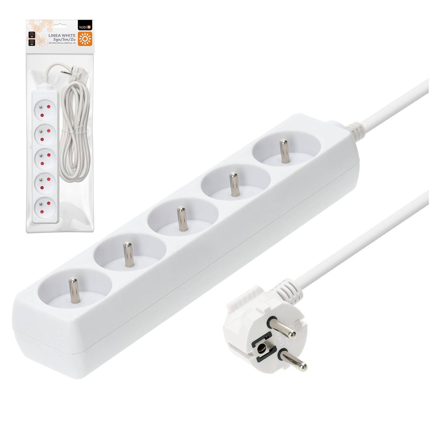 Extension cord KOBI LINEA 5gn/5m/Zu white Kobi