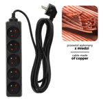 Extension cord LINEA 5gn/5m/Zu black Kobi