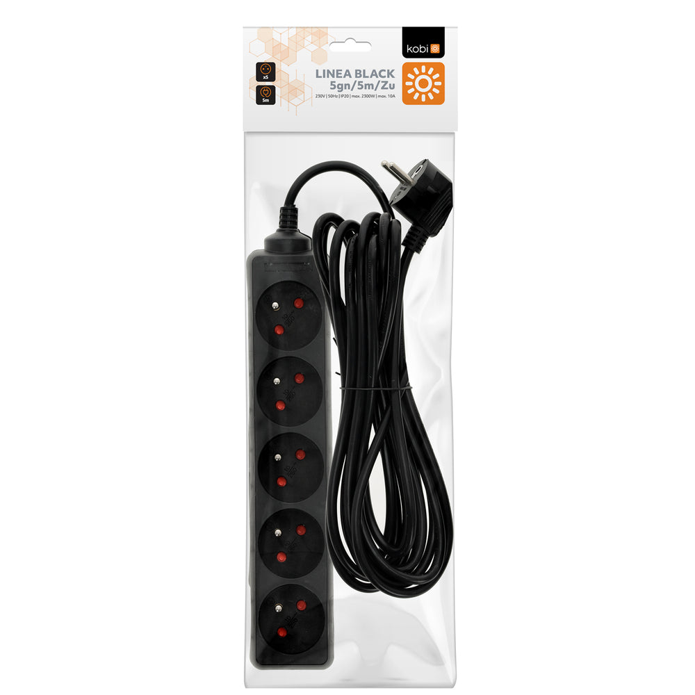 Extension cord LINEA 5gn/5m/Zu black Kobi