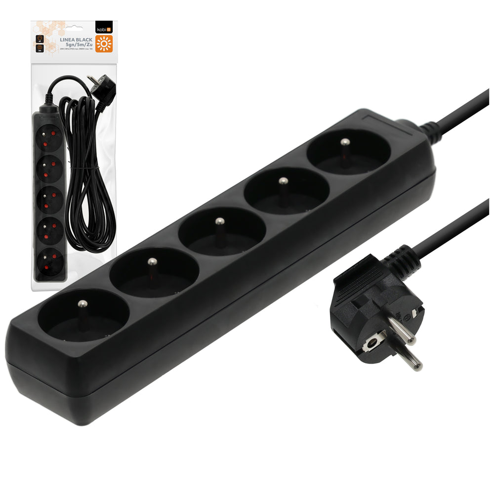 Extension cord LINEA 5gn/5m/Zu black Kobi
