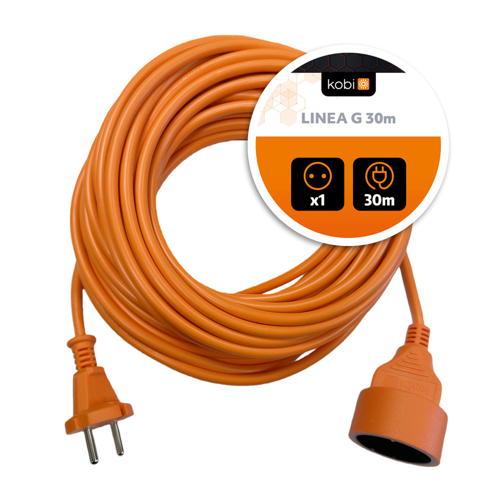 Extension cord LINEA G 1socket/30m/without grounding/2x1mm orange Kobi